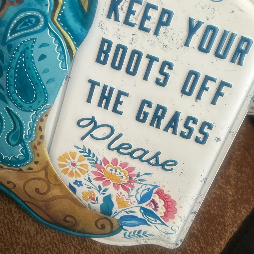 Decorative Boots off the Grass metal outdoor stake/ sign Decor